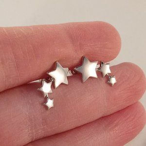 925 Sterling Silver Plated Shooting Star Stud Earrings Women's Party Gift